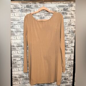 Lovers + Friends Ribbed Tan Open-Back Dress
